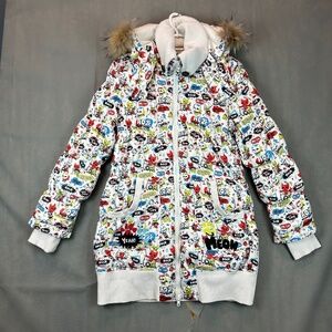 RARE Azona Curiosity Kills the Cat A02 Puffer Down Jacket Womens Size Large